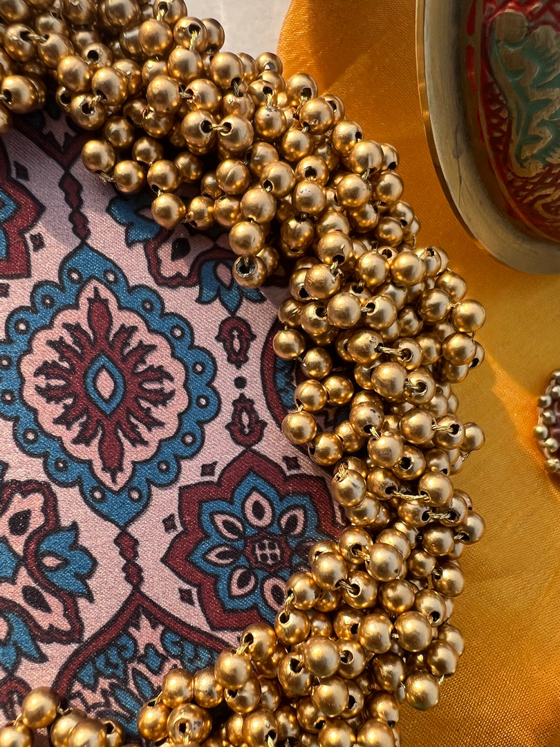 FIFO Platter: Golden Yellow + Maroon Navratna Patola