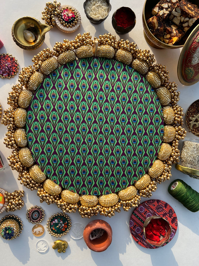 MINI RANGOLI: Inflorescence and Pink Colloquial Divine Pichwai Glass Beaded