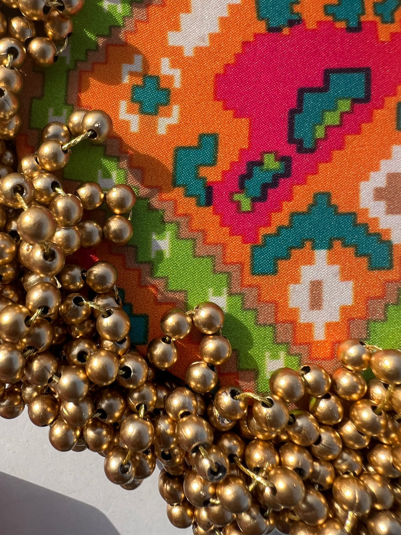 FIFO Platter: Golden Yellow + Maroon Navratna Patola