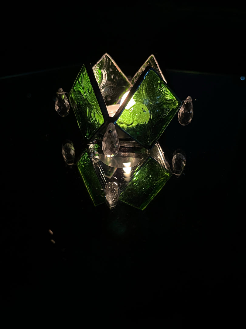 Rhombus Clear Glass Textured Diya