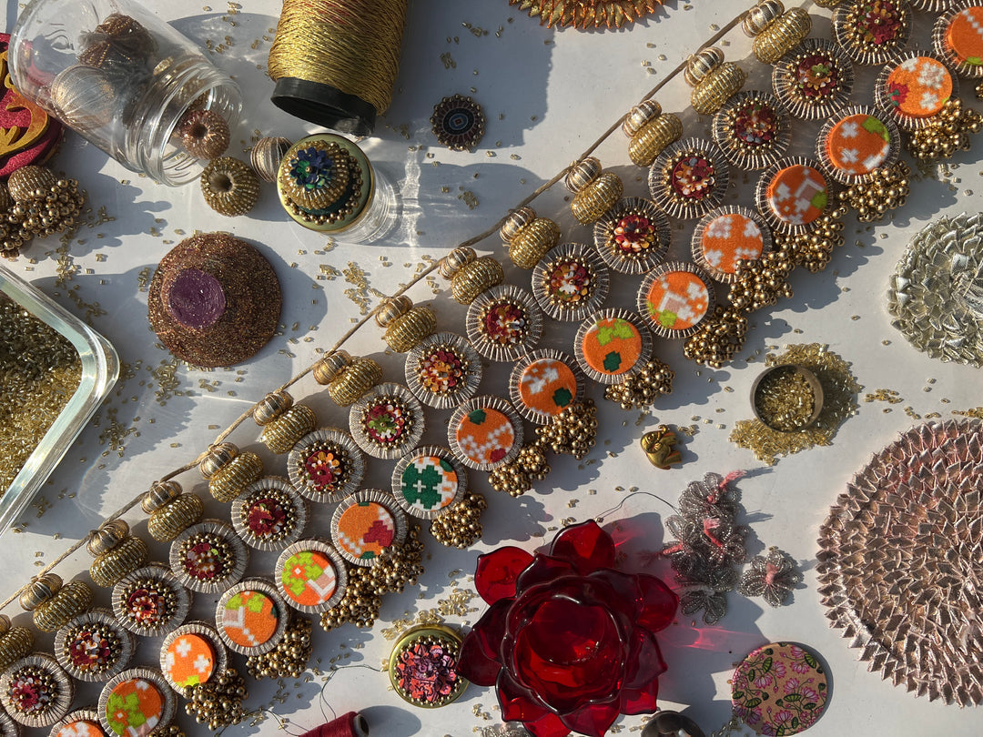 Bling Cling OG Infloresence Divine Pichwai + Pastel Pistachio Infloresence Divine Pichwai(FLEXIBLE)
