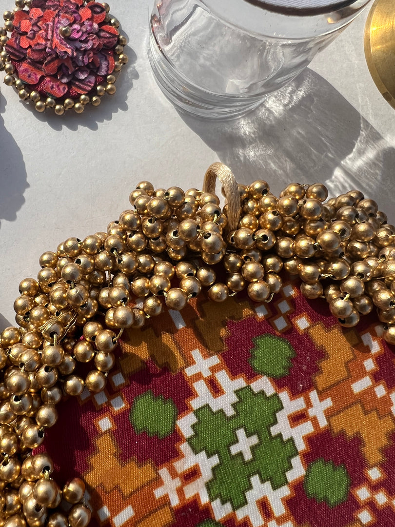 FIFO Platter: Golden Yellow + Maroon Navratna Patola