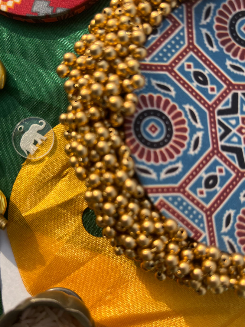 FIFO Platter: Golden Yellow + Maroon Navratna Patola