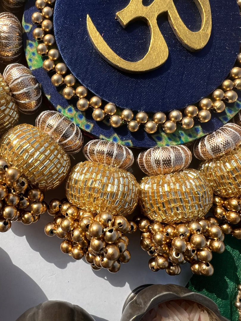Chaandbali OM Platter: OG Inflorescence Divine Pichwai + Maroon Navratna Patola