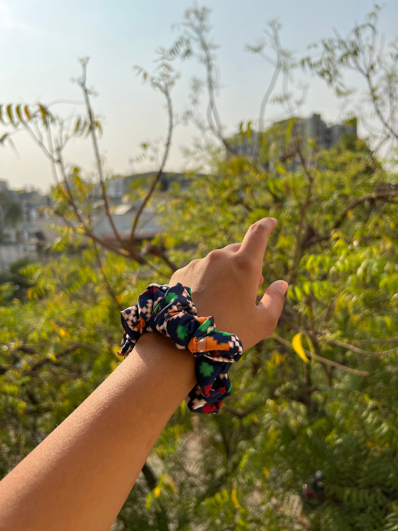 Turkish Hues Intense Ajrakh Scrunchie