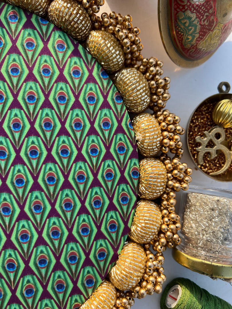 MINI RANGOLI: Inflorescence and Pink Colloquial Divine Pichwai Glass Beaded