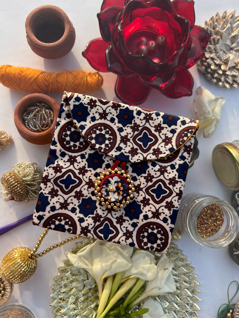 ADD ON: Maroon Navratna Patola Mini Pouch