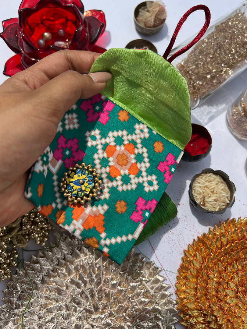ADD ON: Maroon Navratna Patola Mini Pouch