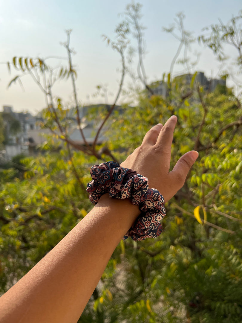 Turkish Hues Intense Ajrakh Scrunchie