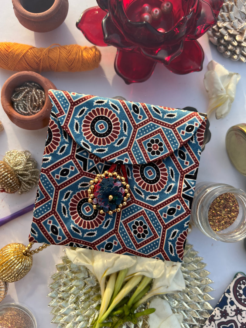 ADD ON: Maroon Navratna Patola Mini Pouch