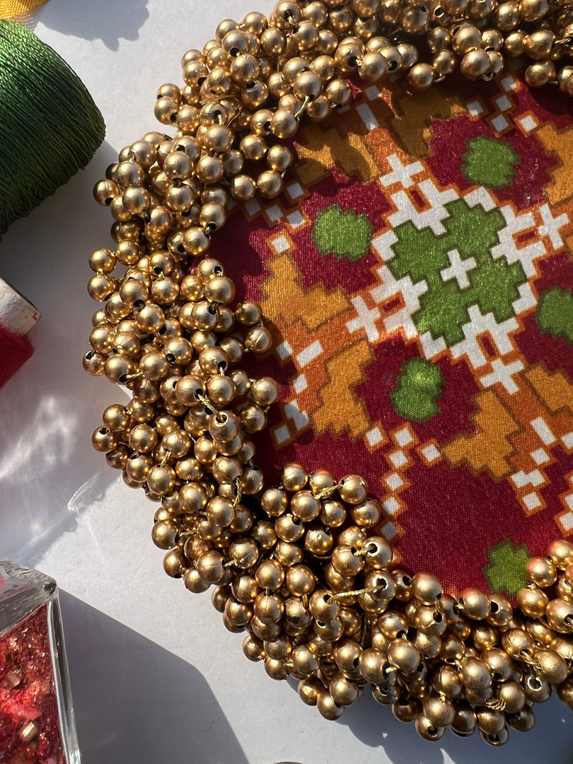FIFO Platter: Golden Yellow + Maroon Navratna Patola