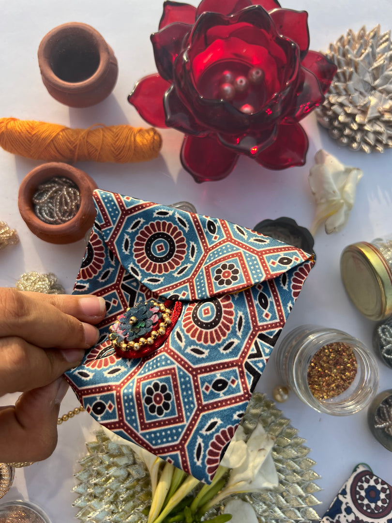 ADD ON: Maroon Navratna Patola Mini Pouch