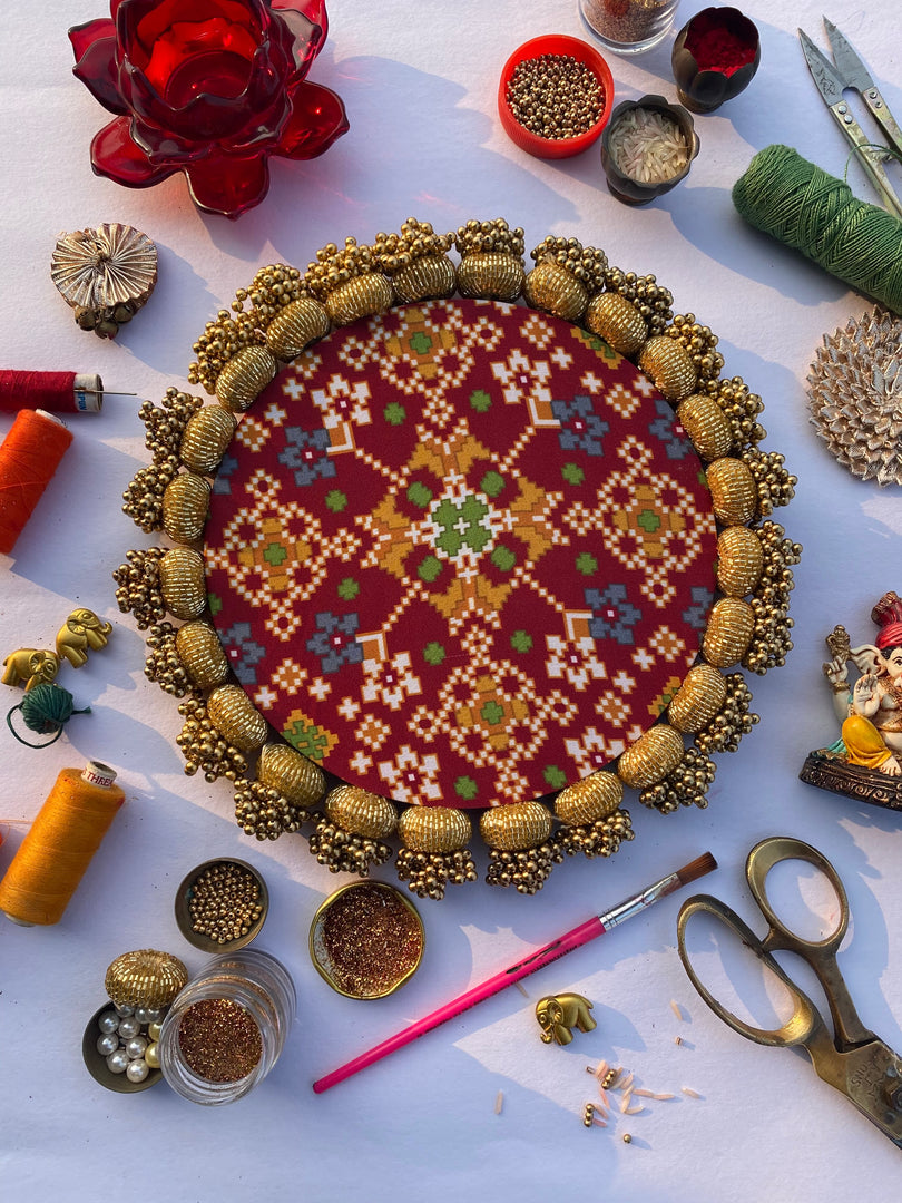 MINI RANGOLI: Inflorescence and Pink Colloquial Divine Pichwai Glass Beaded