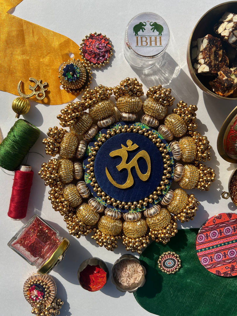 Chaandbali OM Platter: OG Inflorescence Divine Pichwai + Maroon Navratna Patola
