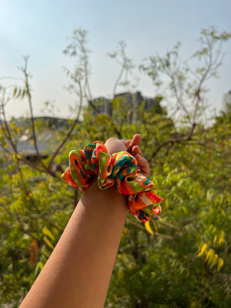 Turkish Hues Intense Ajrakh Scrunchie