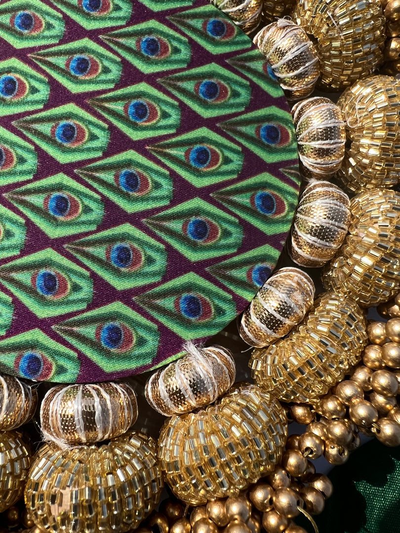 Chaandbali OM Platter: OG Inflorescence Divine Pichwai + Maroon Navratna Patola