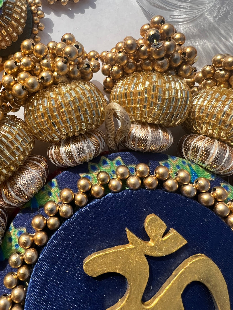 Chaandbali OM Platter: OG Inflorescence Divine Pichwai + Maroon Navratna Patola