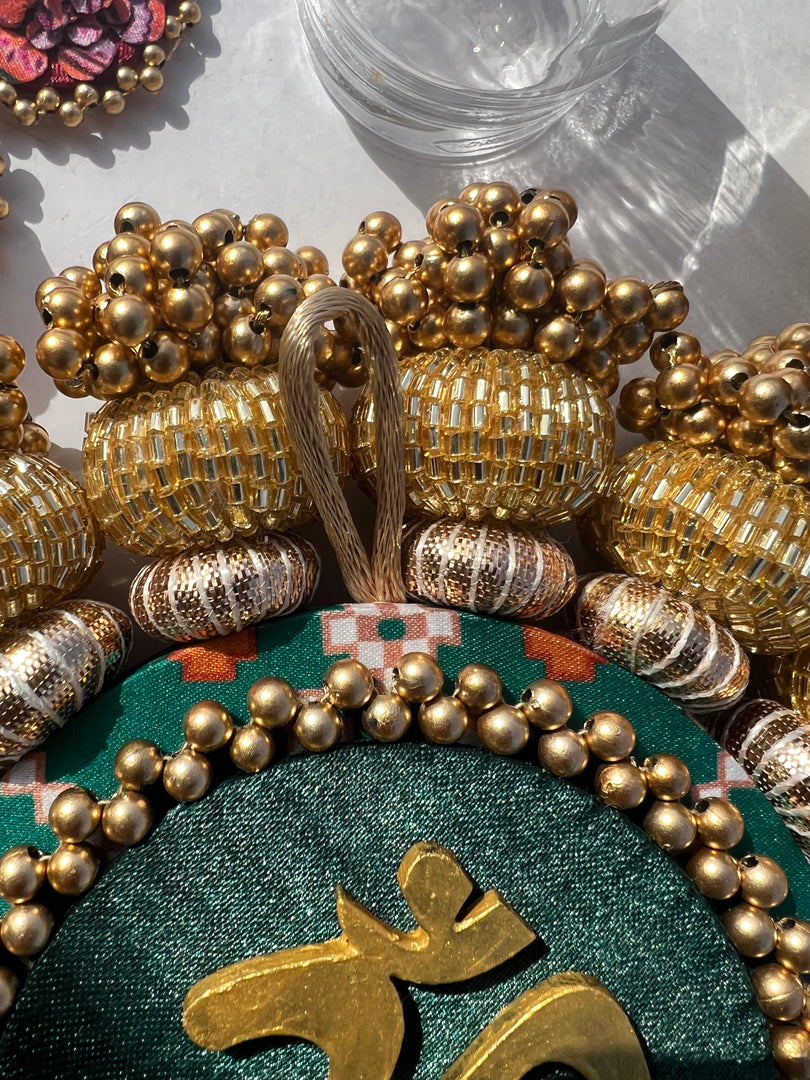 Chaandbali OM Platter: OG Inflorescence Divine Pichwai + Maroon Navratna Patola