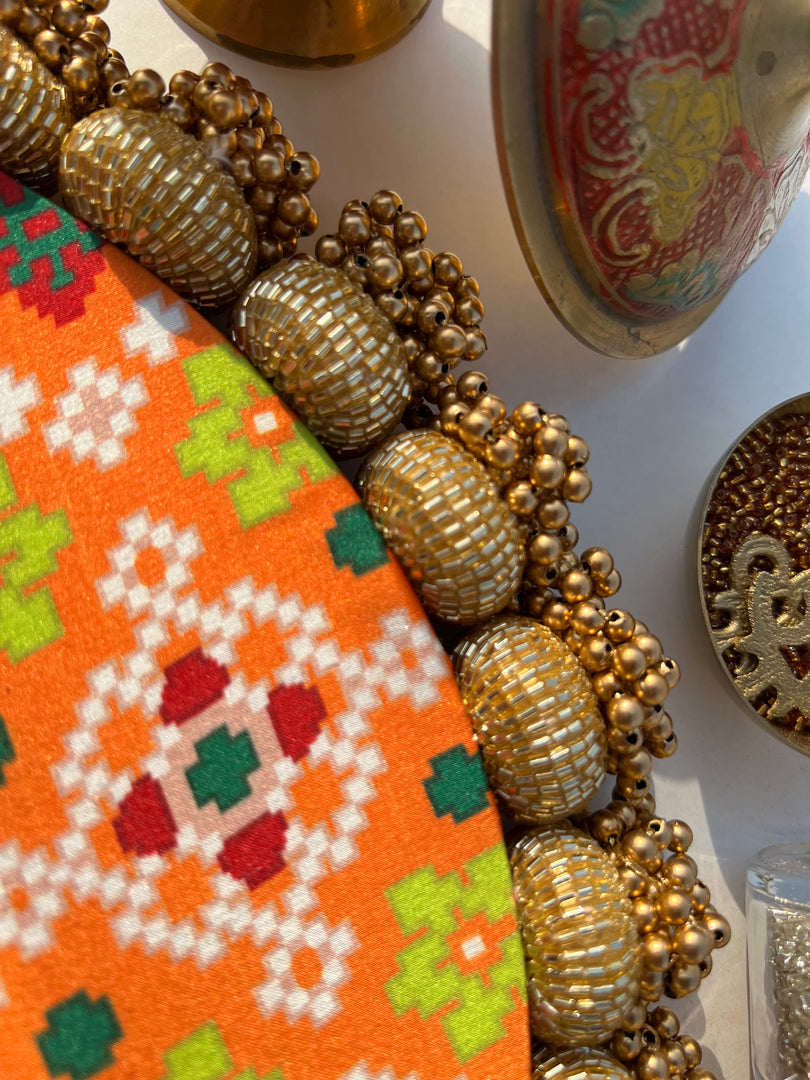 Manjari Rangoli: Solid Wine + Octagonal Ornamentation Intense Ajrakh