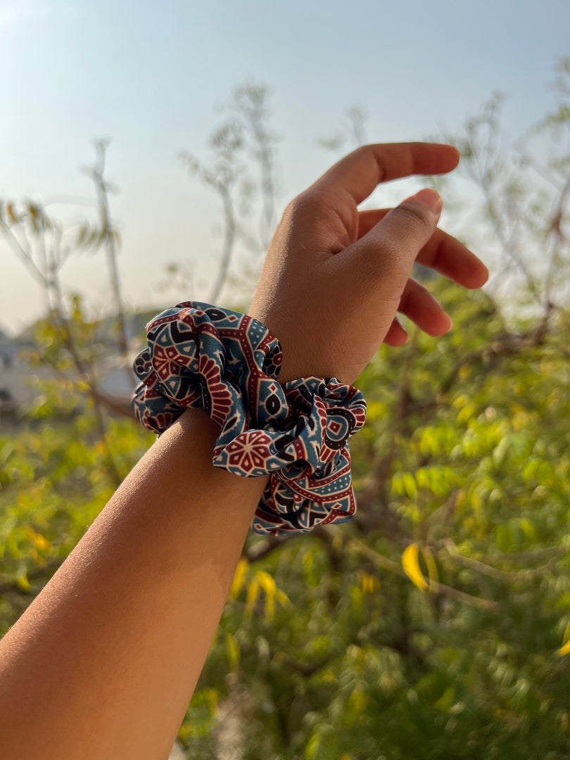 Turkish Hues Intense Ajrakh Scrunchie