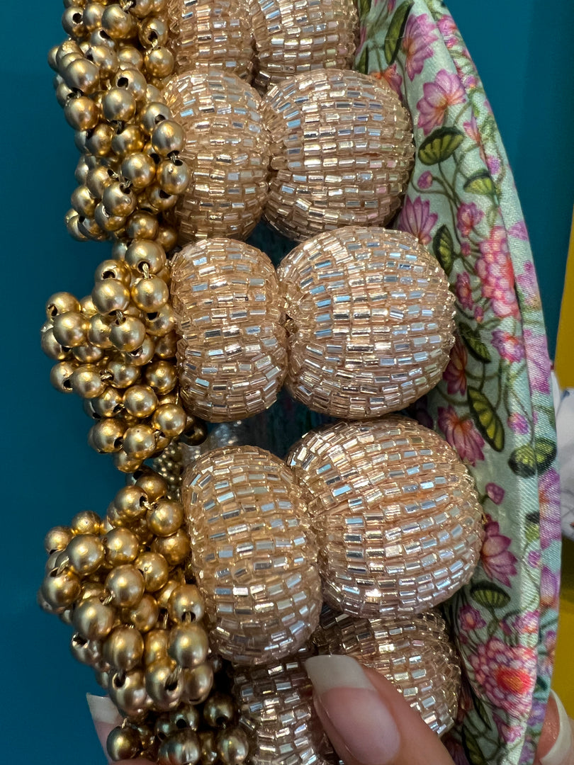 Golden Yellow Navratna Patola Dangler Platter (Medium)