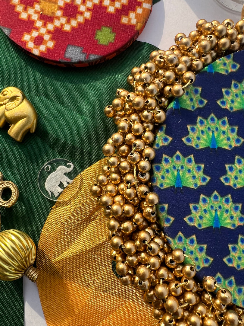 FIFO Platter: Golden Yellow + Maroon Navratna Patola