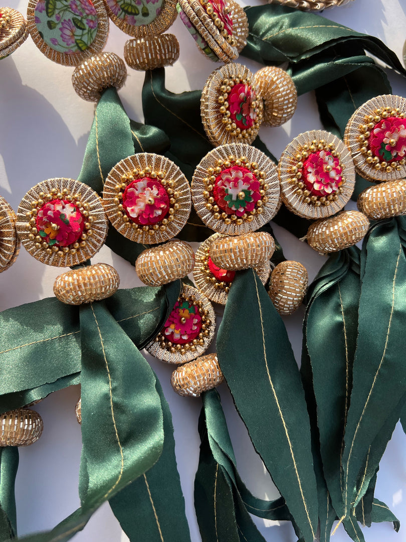 TWO WAY: Enchanted Maroon & Bottle Green Navratna Patola  Asopalav Toran (FLEXIBLE)