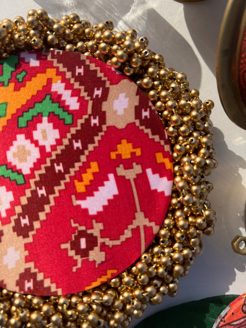 FIFO Platter: Golden Yellow + Maroon Navratna Patola