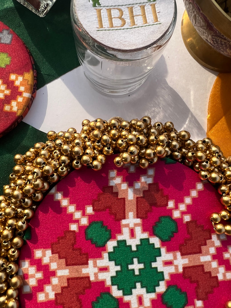 FIFO Platter: Golden Yellow + Maroon Navratna Patola