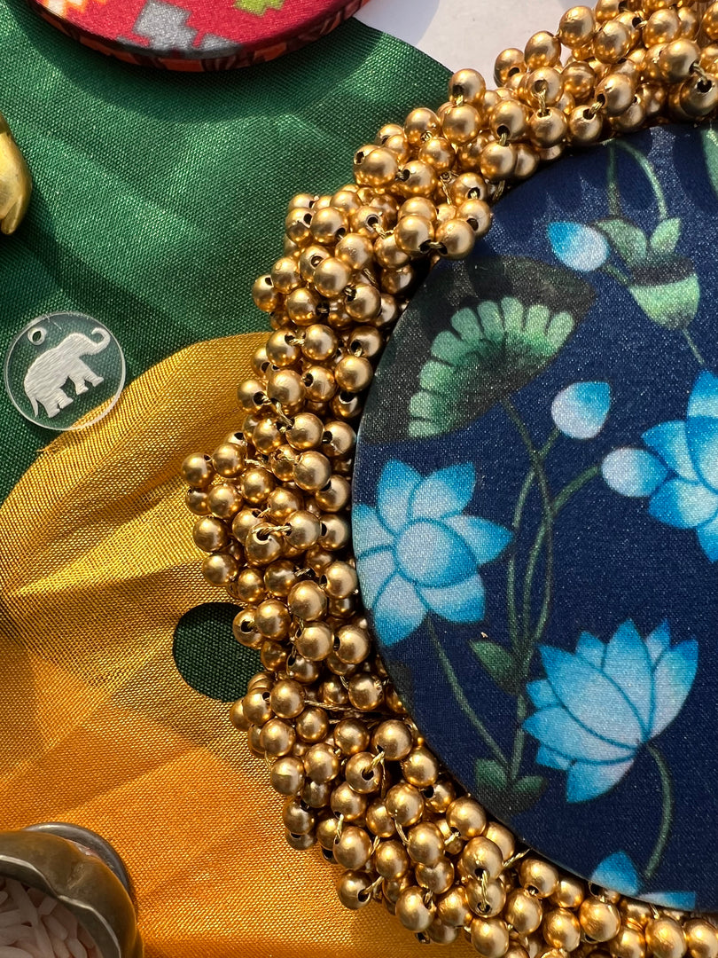 FIFO Platter: Golden Yellow + Maroon Navratna Patola