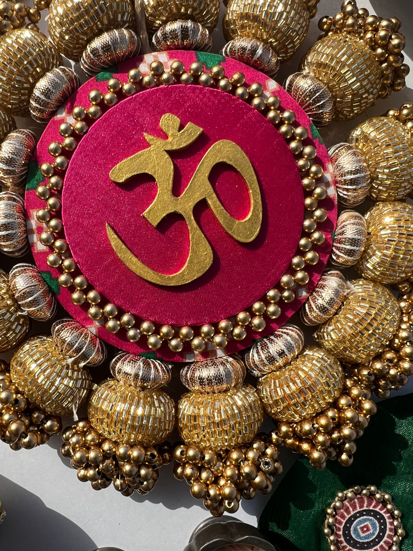 Chaandbali OM Platter: OG Inflorescence Divine Pichwai + Maroon Navratna Patola