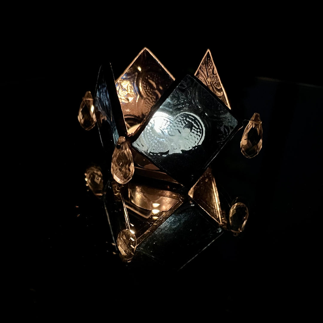 Rhombus Clear Glass Textured Diya