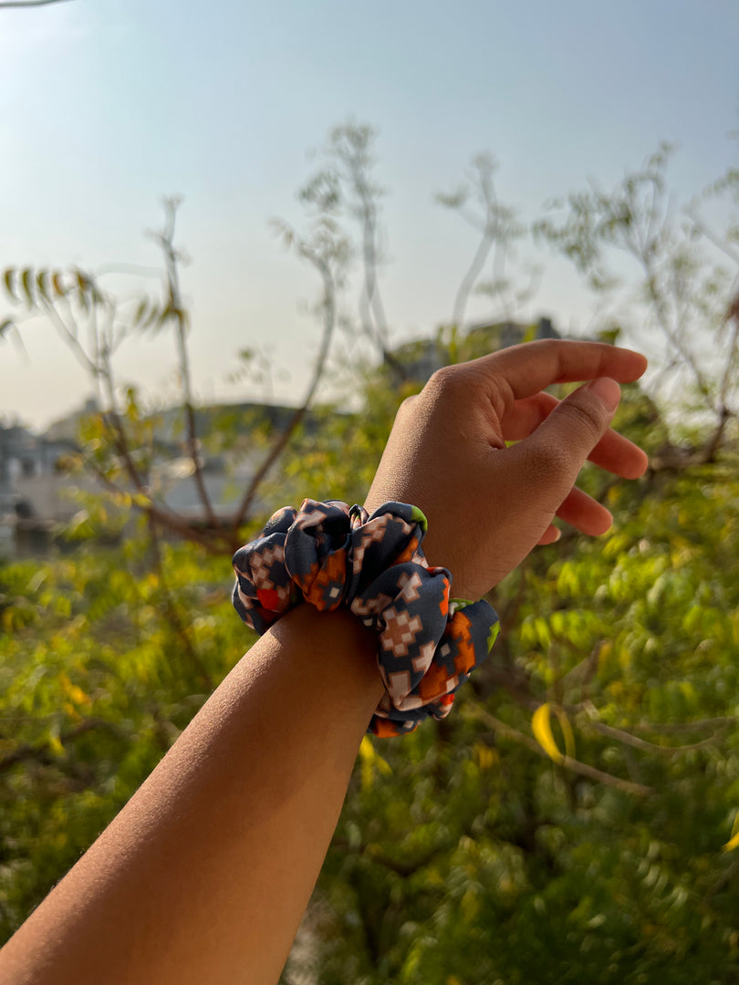 Turkish Hues Intense Ajrakh Scrunchie