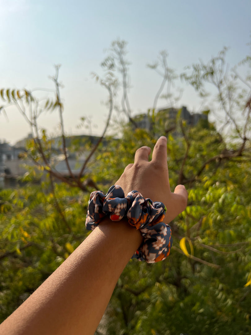 Turkish Hues Intense Ajrakh Scrunchie