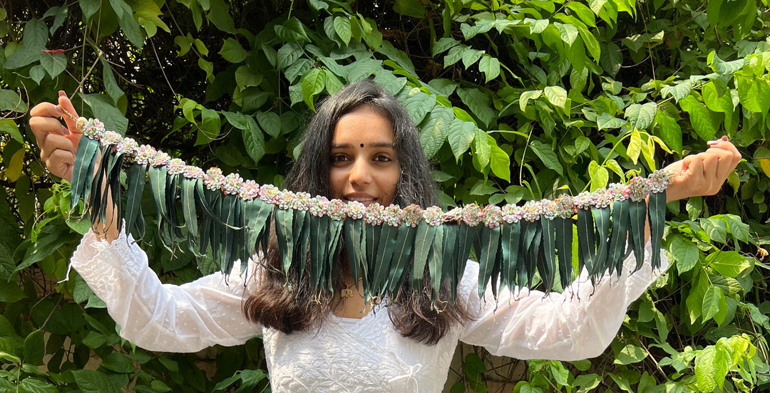 Mini Asopalav Tradition X Maroon & Pink Colloquial Divine Pichwai Toran: Two way (FLEXIBLE)