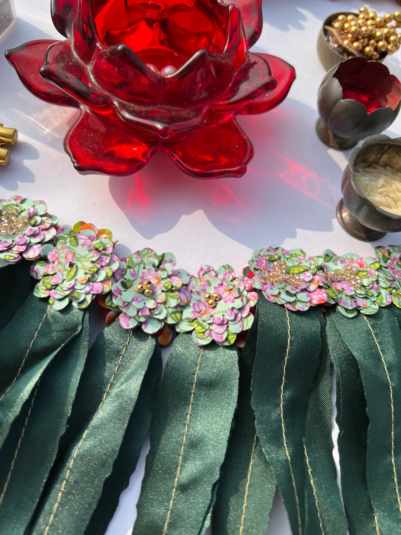 Mini Asopalav Tradition X Maroon & Pink Colloquial Divine Pichwai Toran: Two way (FLEXIBLE)