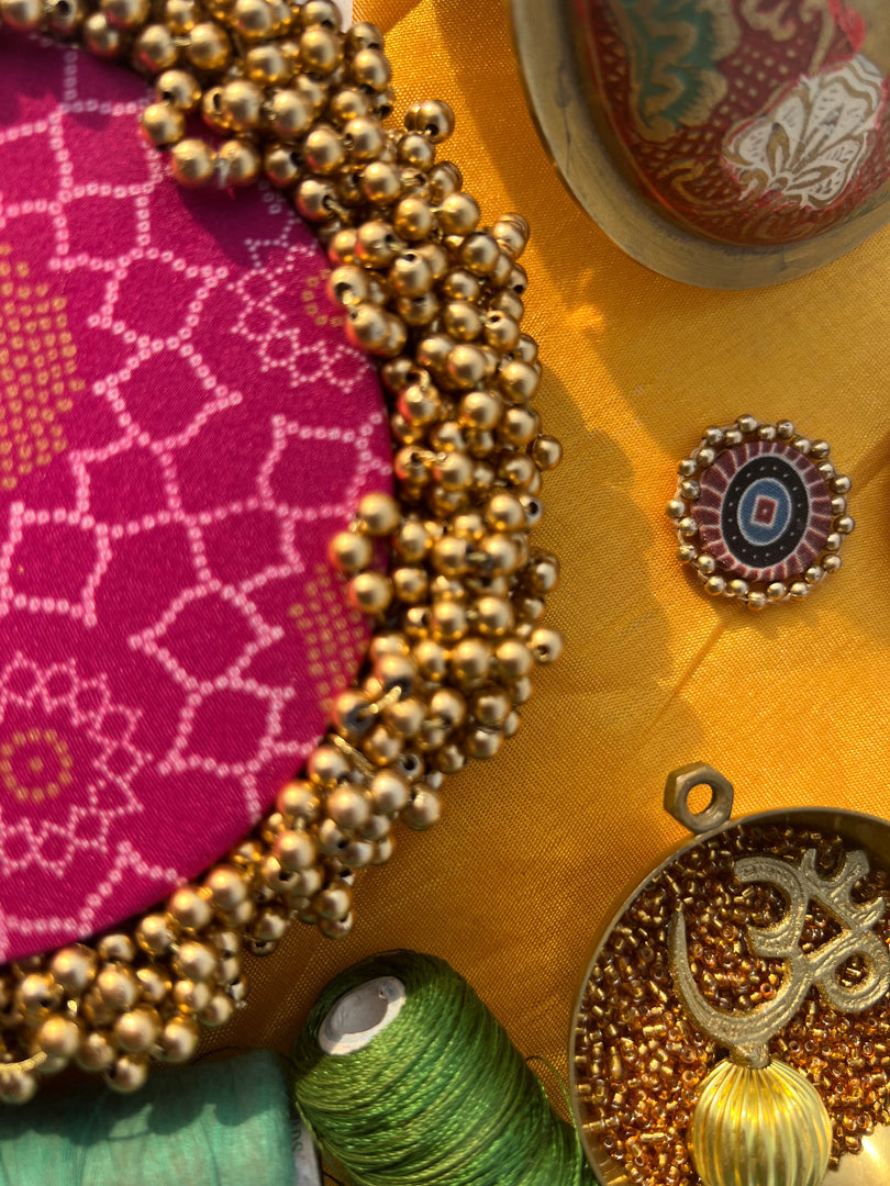 FIFO Platter: Golden Yellow + Maroon Navratna Patola