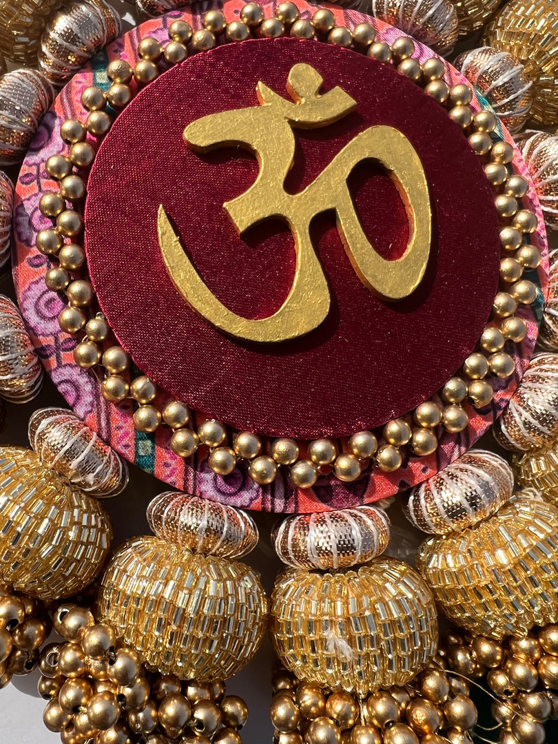Chaandbali OM Platter: OG Inflorescence Divine Pichwai + Maroon Navratna Patola