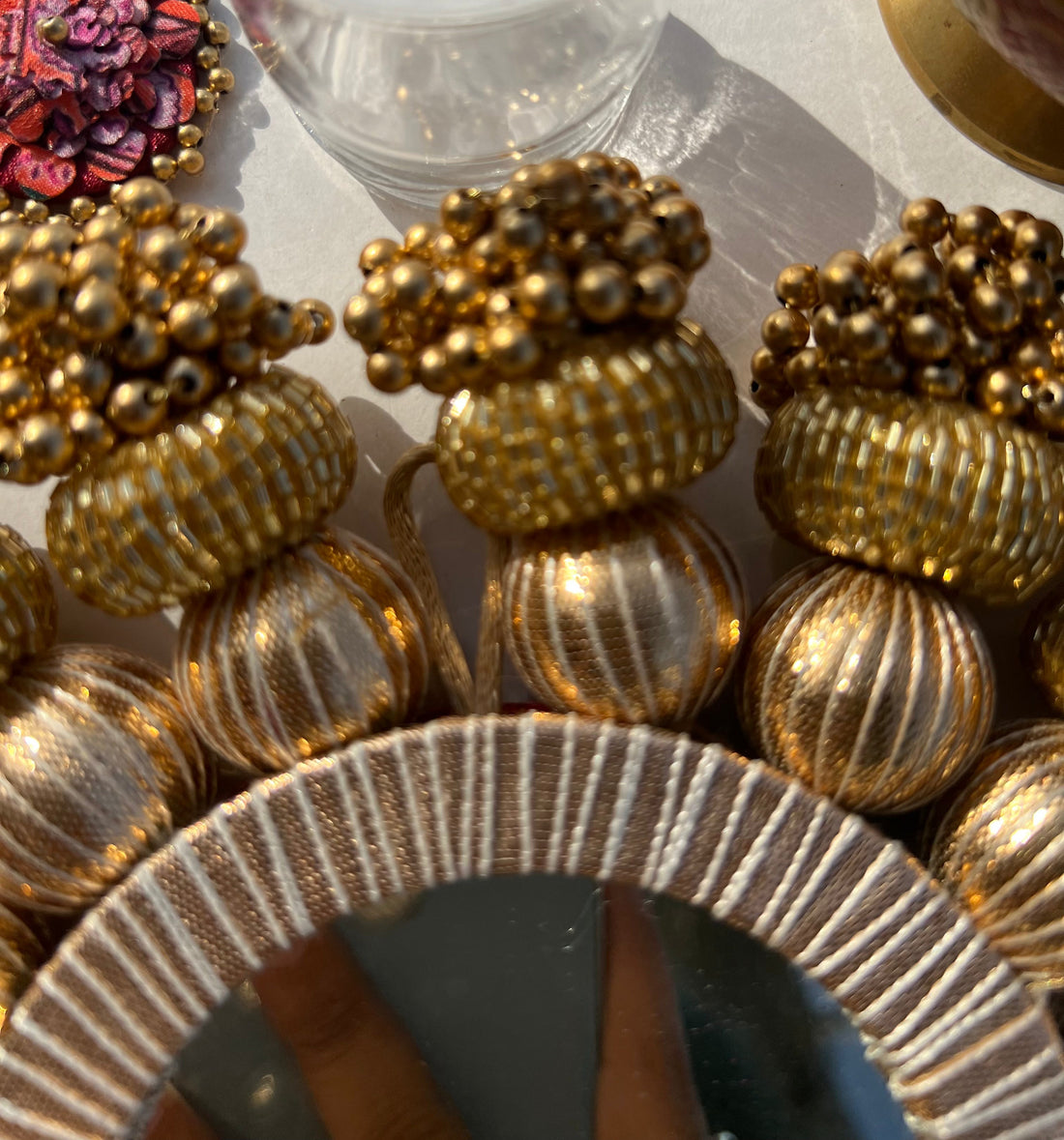 Teardrop Platter: Mirror + Vermillion Congruous Divine Pichwai