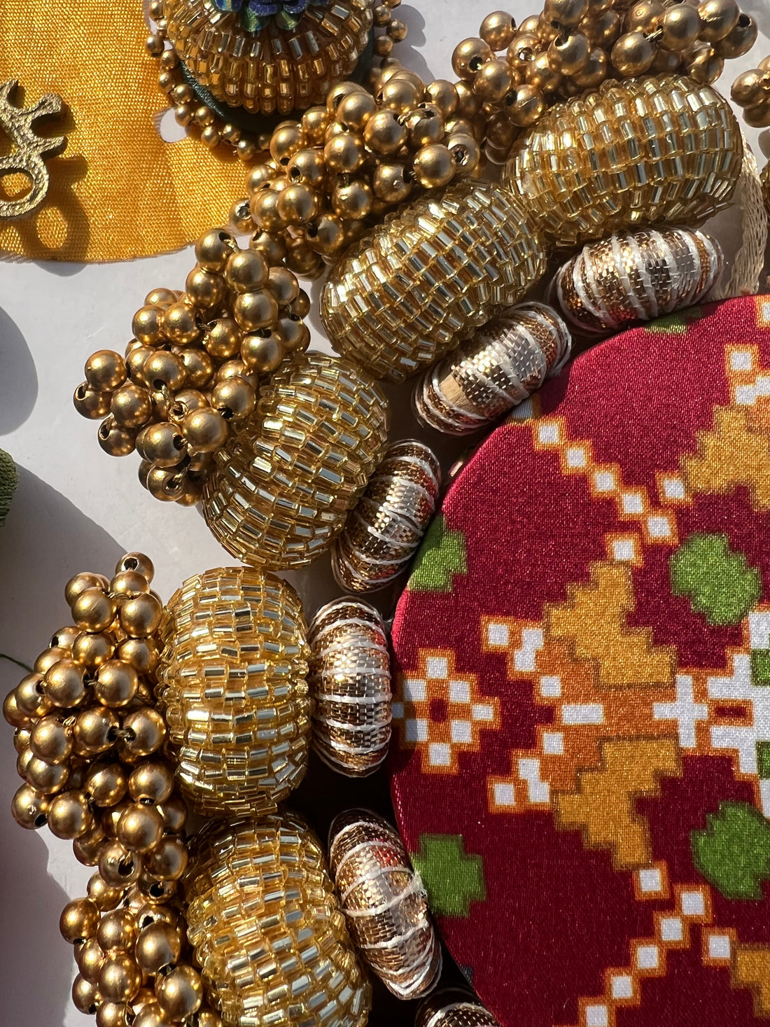 Chaandbali OM Platter: OG Inflorescence Divine Pichwai + Maroon Navratna Patola