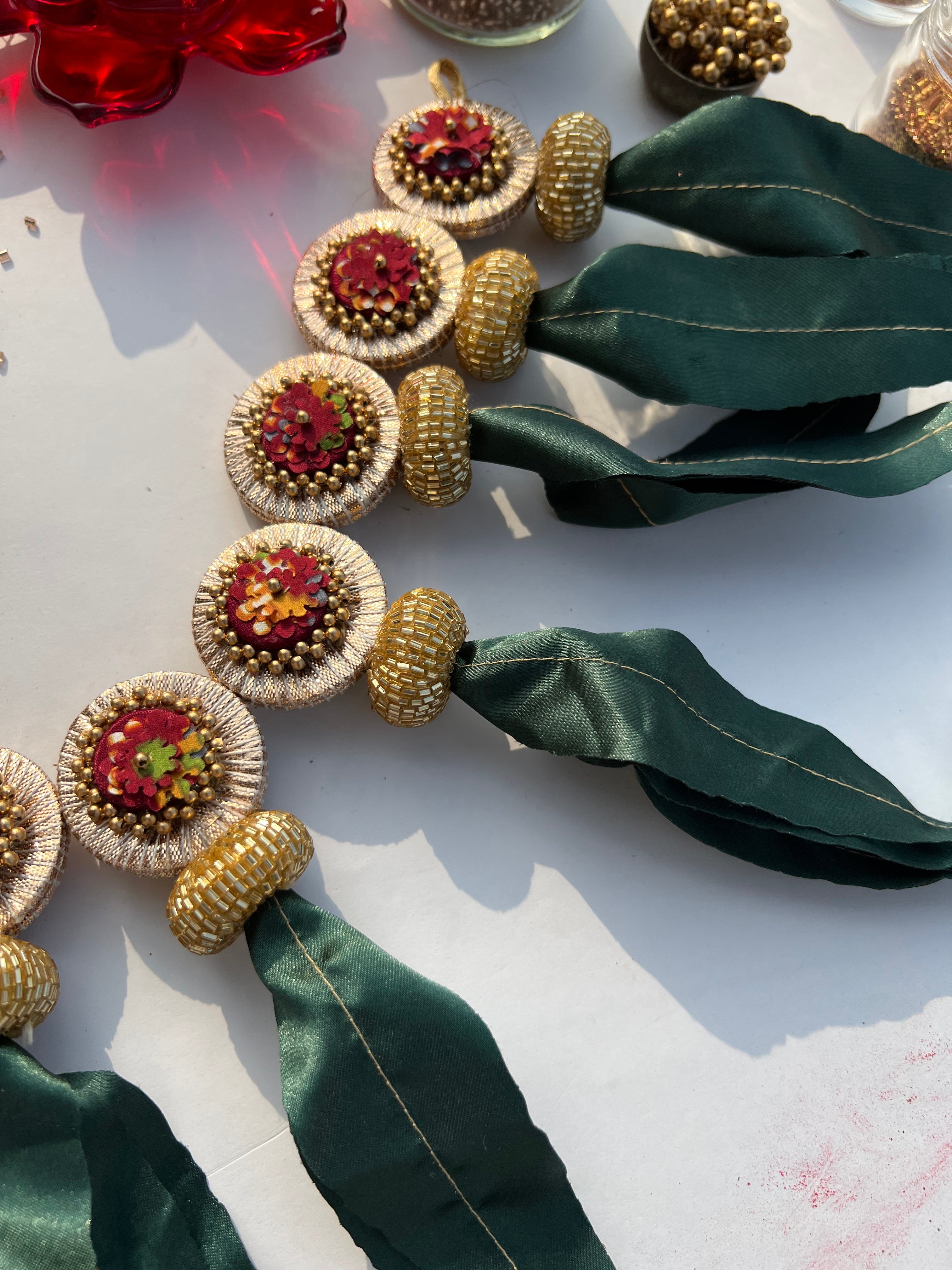 TWO WAY: Enchanted Maroon & Bottle Green Navratna Patola  Asopalav Toran (FLEXIBLE)