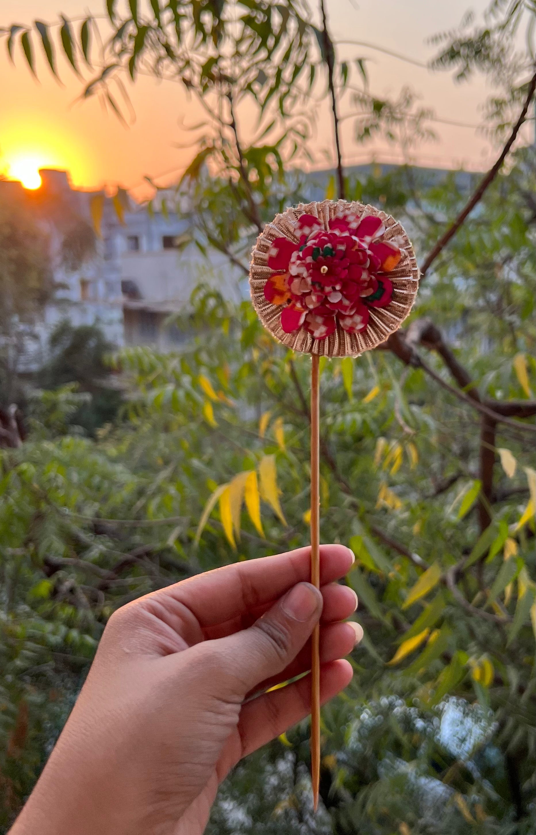 Pink Navratna Patola + Pastel Pistachio Inflorescence Divine Pichwai Trinket