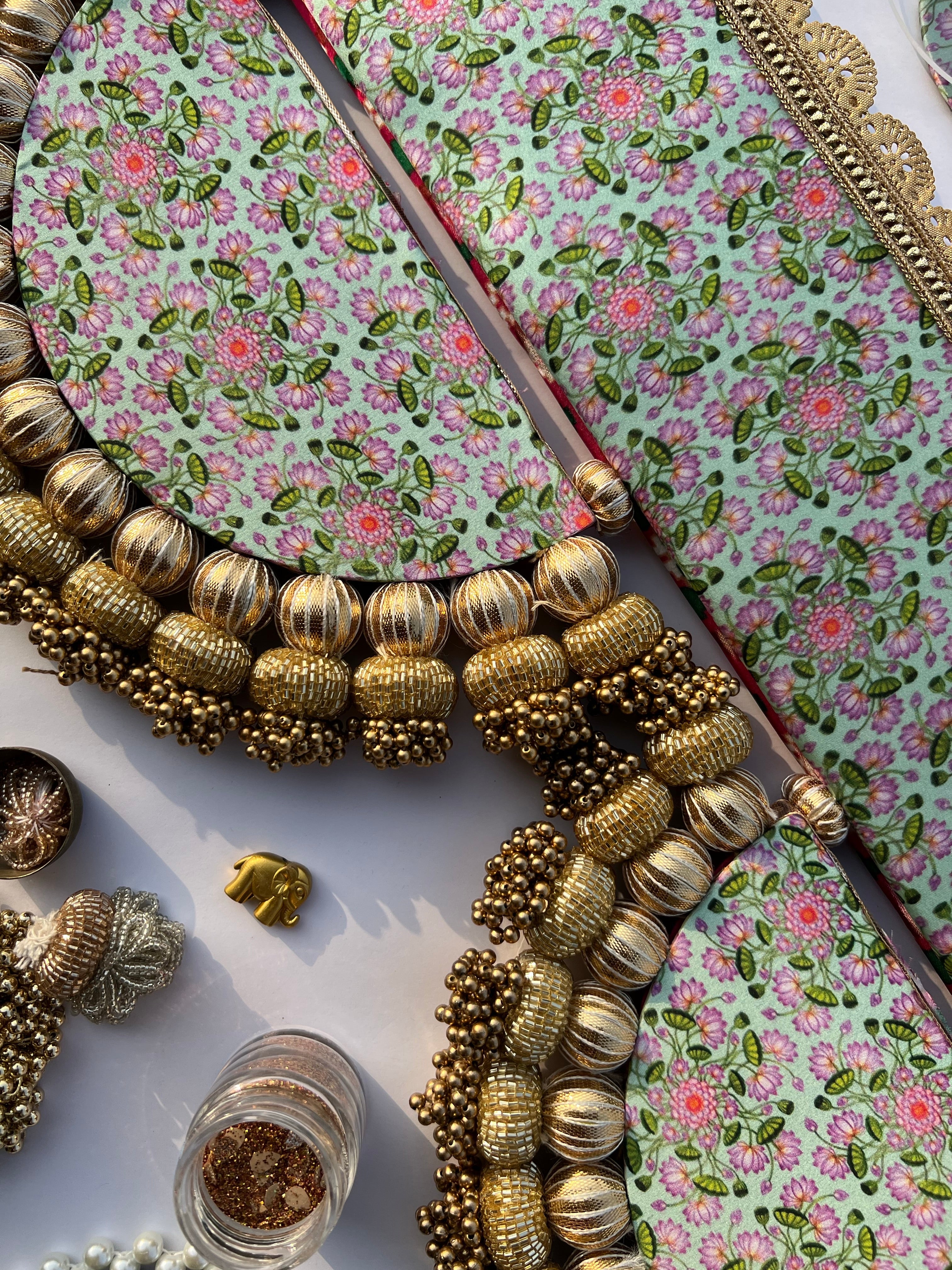 The Enchanted Chandbali: Pink Navratna Patola & Pastel Pistachio Inflorescence Divine Pichwai Two Way Toran