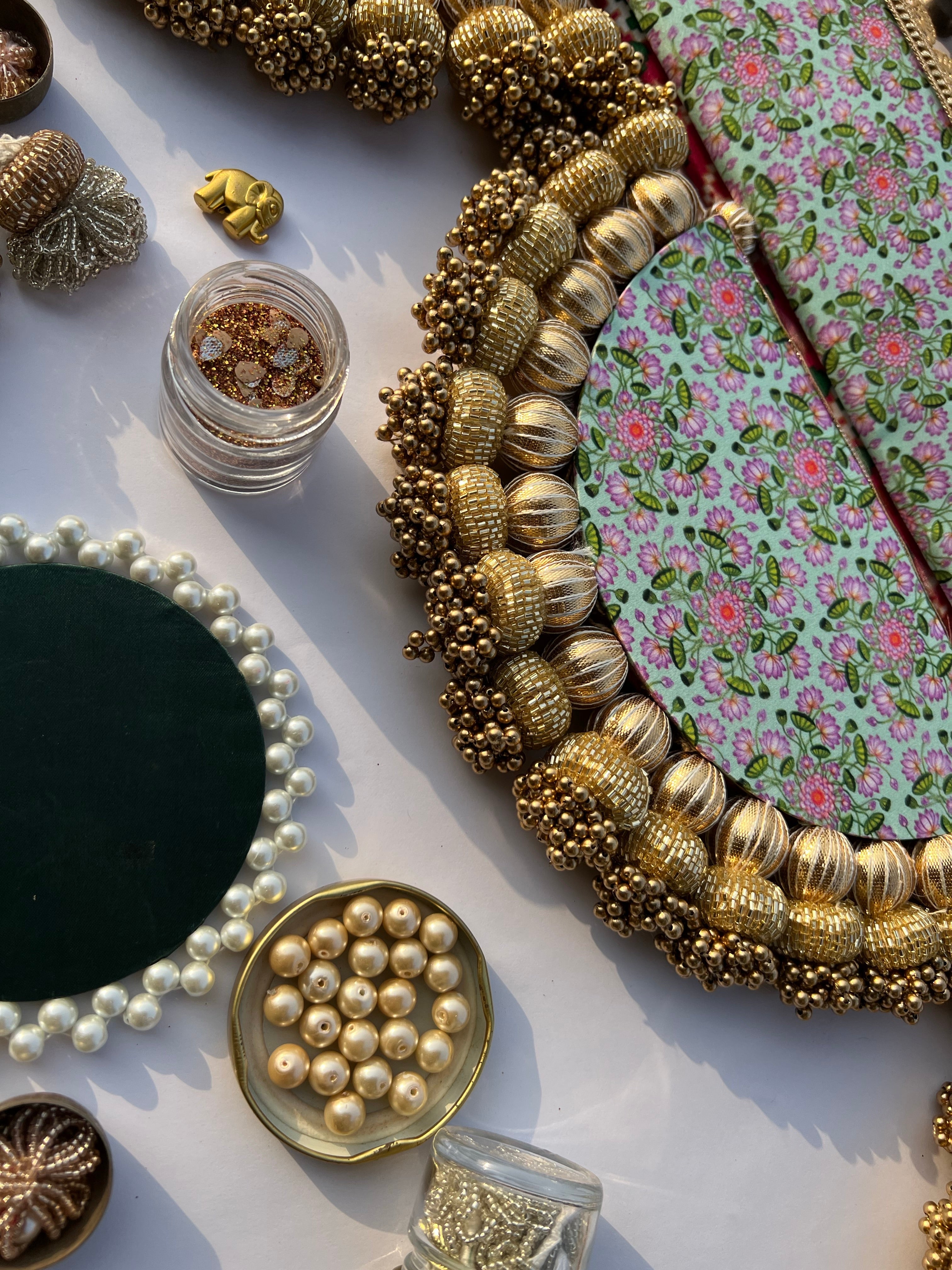 The Enchanted Chandbali: Pink Navratna Patola & Pastel Pistachio Inflorescence Divine Pichwai Two Way Toran