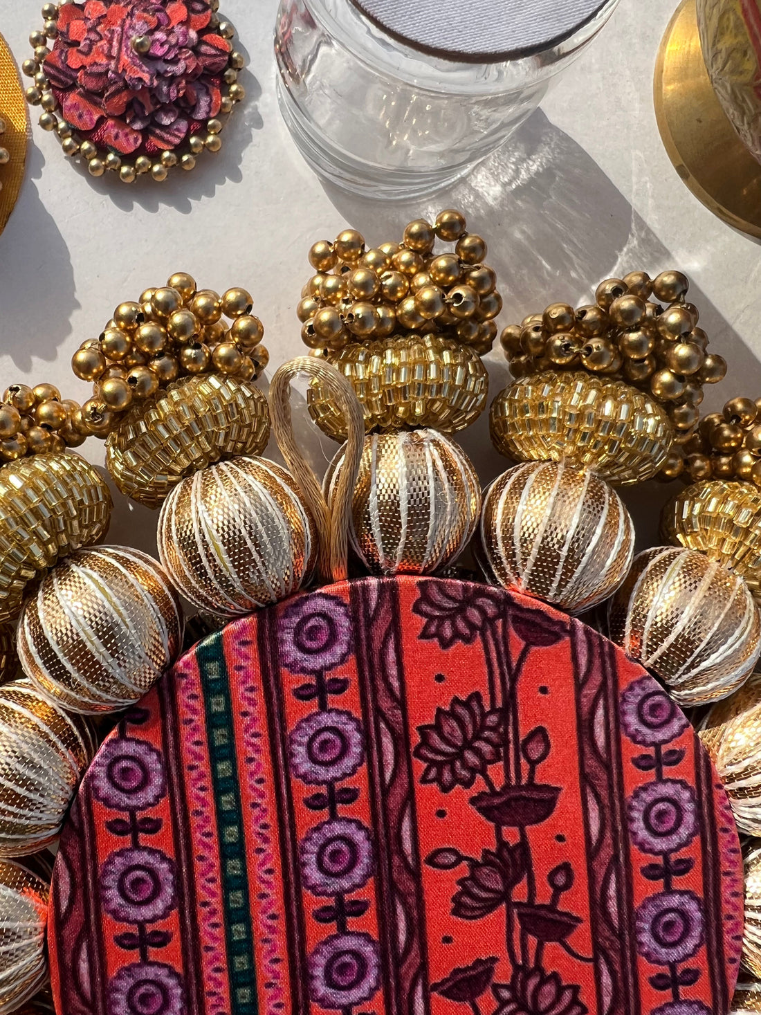 Teardrop Platter: Mirror + Vermillion Congruous Divine Pichwai
