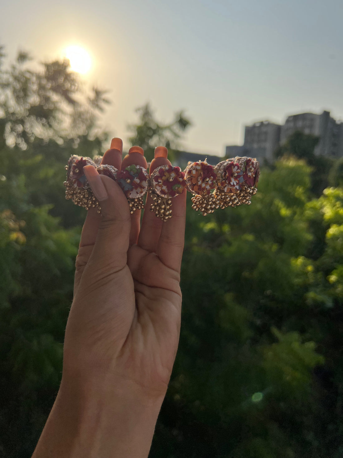 Enchanted Maroon Navratna Patola Mini Lumba Hair band