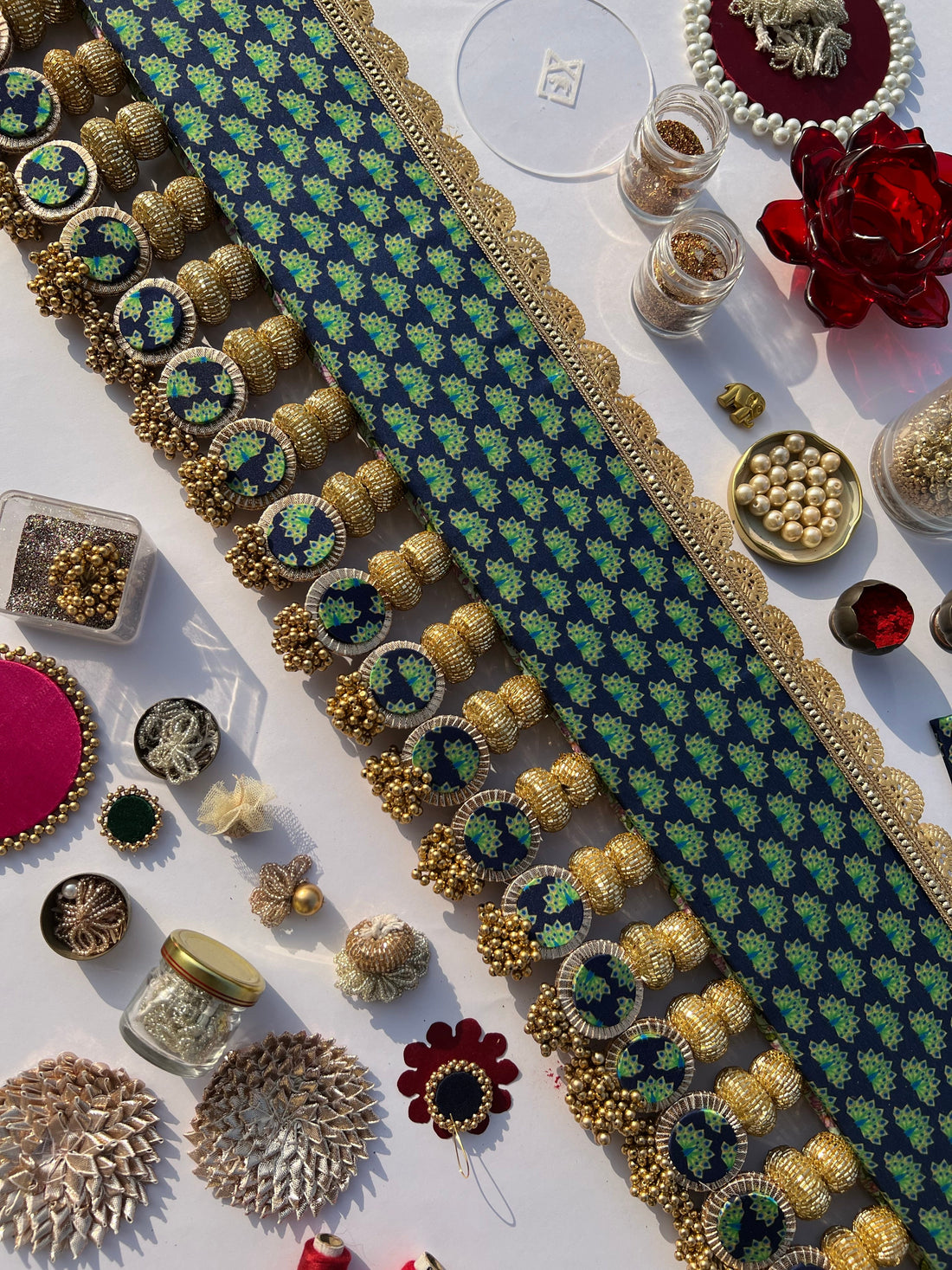 Spherical + Classic Toran: Pastel Pistachio Inflorescence Divine Pichwai & Flare MORBANI THANGAT KARE (SOLID)