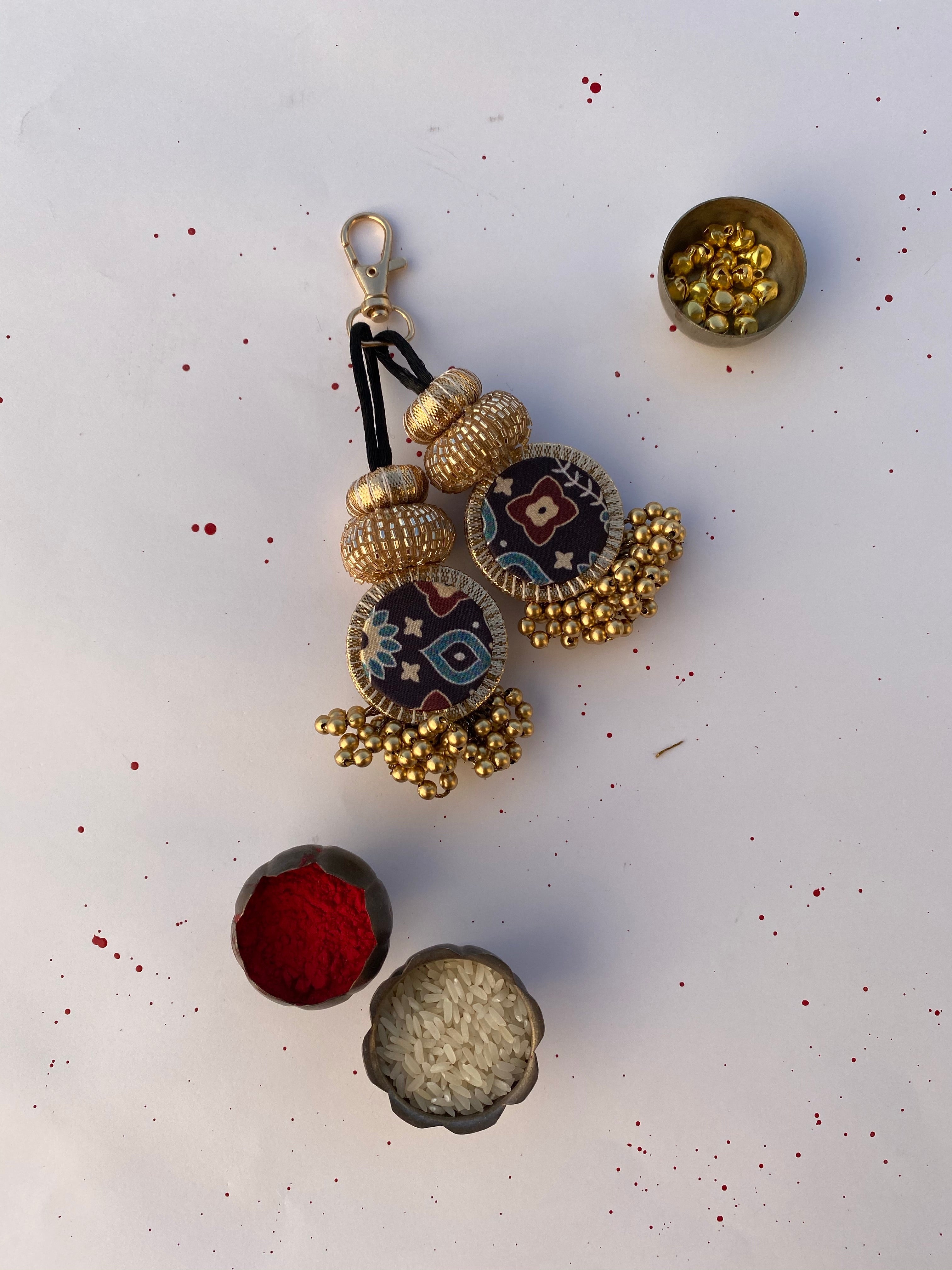 The Black & Bottle Green Sylvan Intense Ajrakh Charms