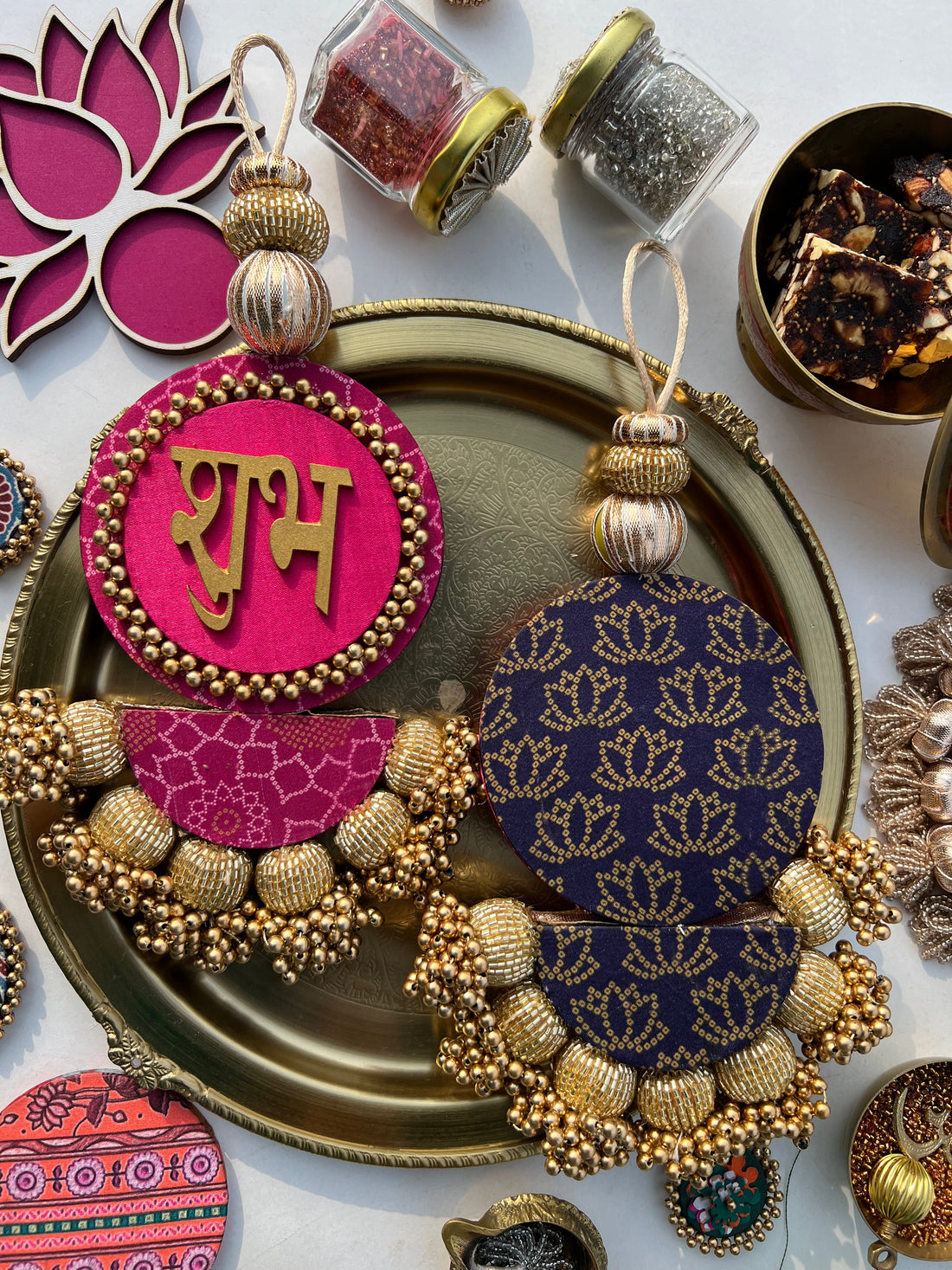 Rosie Rani + Kamal Bandhej Arc Embellished Shubh Labh Tassels