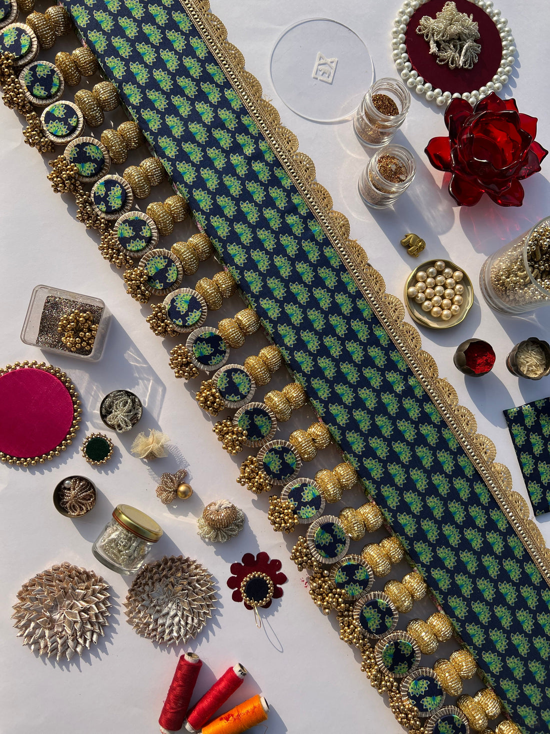 Spherical + Classic Toran: Pastel Pistachio Inflorescence Divine Pichwai & Flare MORBANI THANGAT KARE (SOLID)
